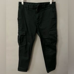 Zara slim cargo thick green denim pants